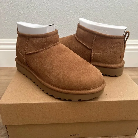 UGG ULTRA MINI CLASSIC BOOTS CHESTNUT NIB READY TO SHIP - Picture 3 of 11